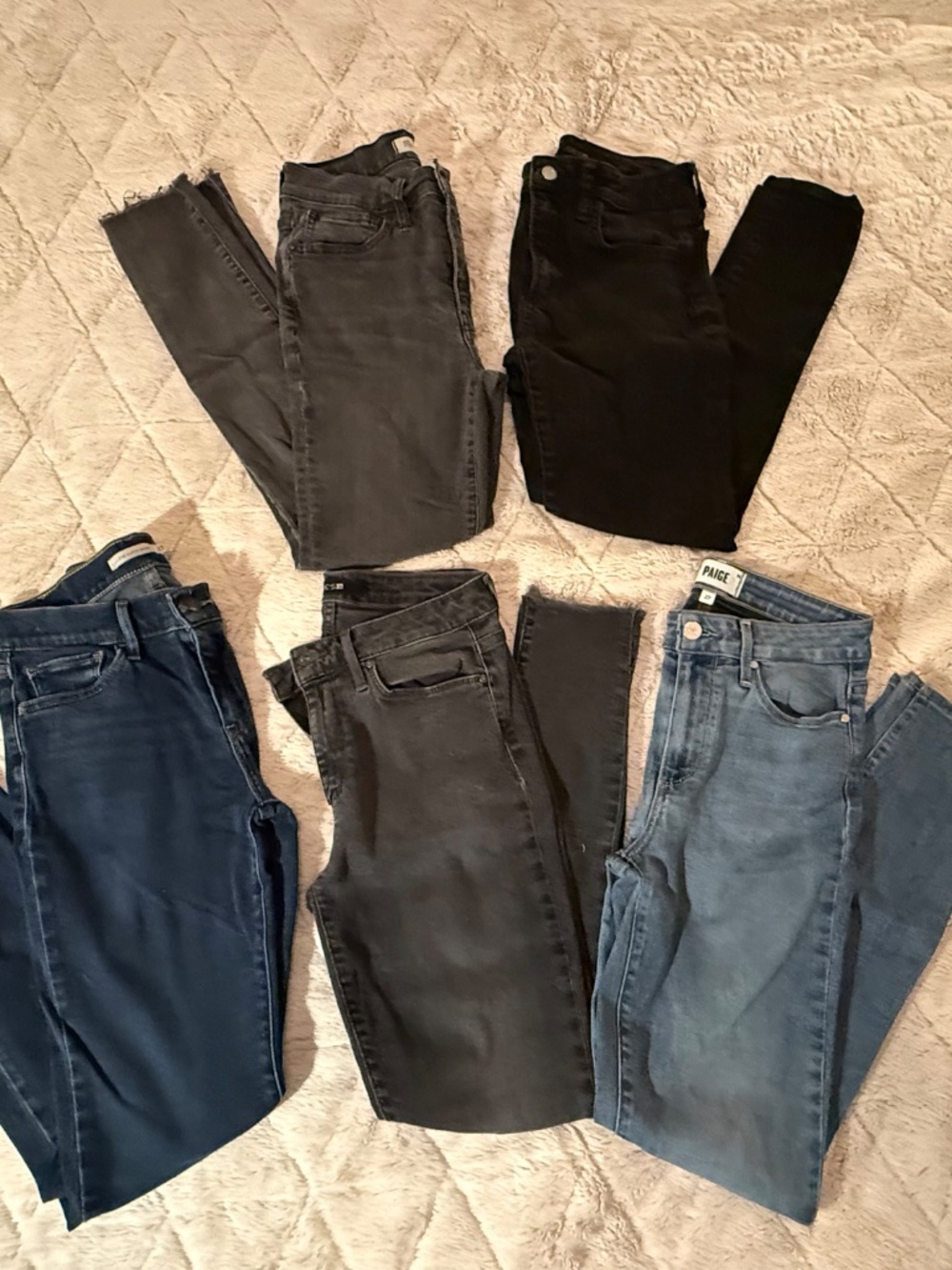 Bundle of skinny jeans: Paige, (2) Joe's, Madewell, Levi's.